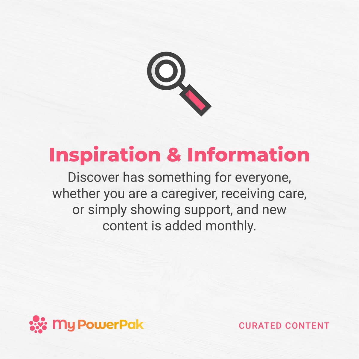 MyPowerPak's tweet photo. The My PowerPak Discover page is populated with wonderful content from helpful tips &amp; tricks, to inspirational nonprofits, to information about the amazing vendors found in our Marketplace. Check it out! https://t.co/JFMuLagVLL
#Caregiving
#Content
#Discover
#GreatInfo
#AppStore https://t.co/CJgCRkSTYC