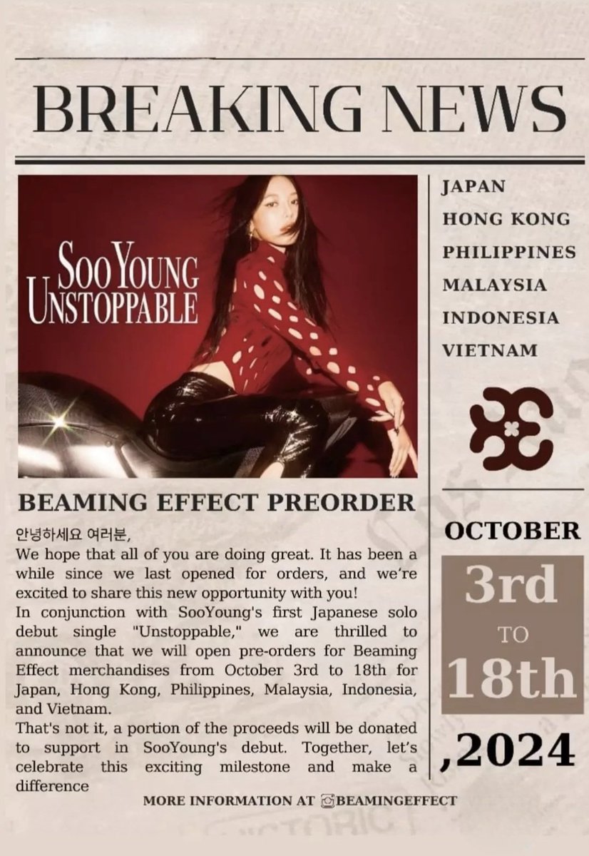GGPhilippines's tweet photo. 🔥It’s here!🫶🥜#BEamingEffect collection open once again!
In addition to donating to eye disease research proj,a portion of it will be donated to support #Sooyoung #Unstoppable debut🎊
This is our CHANCE PH SONE to SHOW OFF our support for SY! 🇵🇭💪Don't miss to BE part of it! https://t.co/hPBqKRsQVl