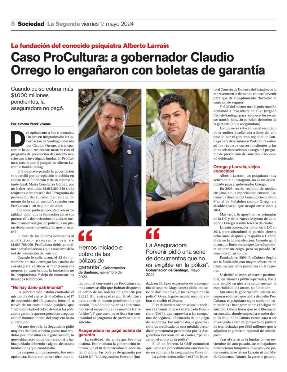 Caplevi1540's tweet photo. leEl Gobernador Claudio @Orrego  le pasó 1.600 millones en un convenio a ProCultura, según él dijo que "lo engañaron", la pregunta es, donde se fue esa plata?

Porque Alberto Larraín no ha sido formalizado? #IrinaKaramanos https://t.co/JtA2CqQezj