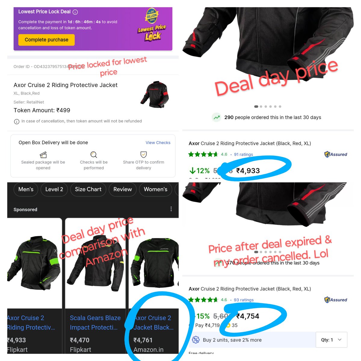imran46shaikh's tweet photo. #FRAUDKART #BBD #BigBillionDays 
@amazonIN
 RealiTy of Flipkart BBD sale frAud &amp; loot.Product promised for lowest rate &amp;offered at higher than normal &amp;order cancelled no refund lost money @_Kalyan_K,@flipkartsupport,
@consaff,#flipkartscam ,
@samaggarwal_,@Walmart,@Flipkart https://t.co/IzZjWDj48O