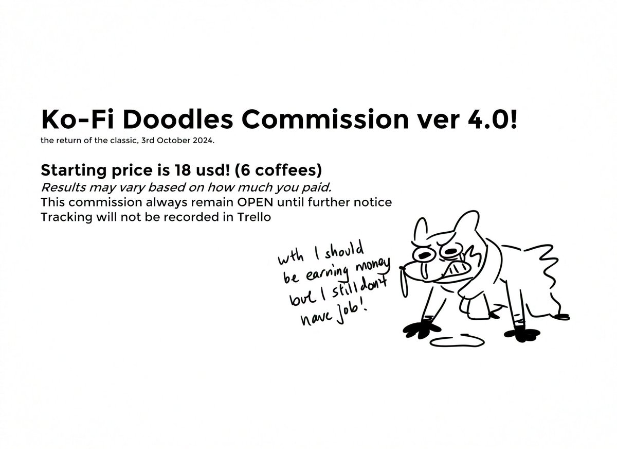 I decided to bring back Ko-Fi doodle c0mmission again after many years! I miss drawing something like this. Feel free to DM me if you have any questions!
L1nks in bio and replies!