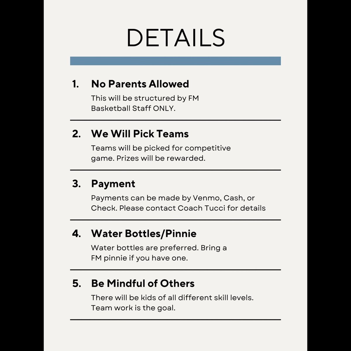 🚨Kick-Off Fundraiser🚨

- Come prepare for your basketball season with skills/drills, 3v3, and 5v5 games structure by the FM Basketball Program. 

- Details 👉

- Please contact Coach Tucci (ltucci@fmschools.org) to sign up!