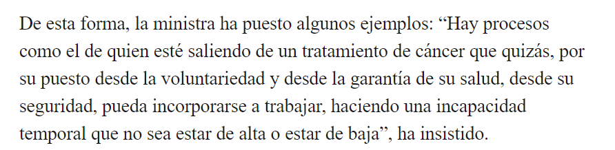 Gracias PSOE por legalizar que el jefe te presione para volver al trabajo cuando "esté saliendo de un tratamiento de cáncer"