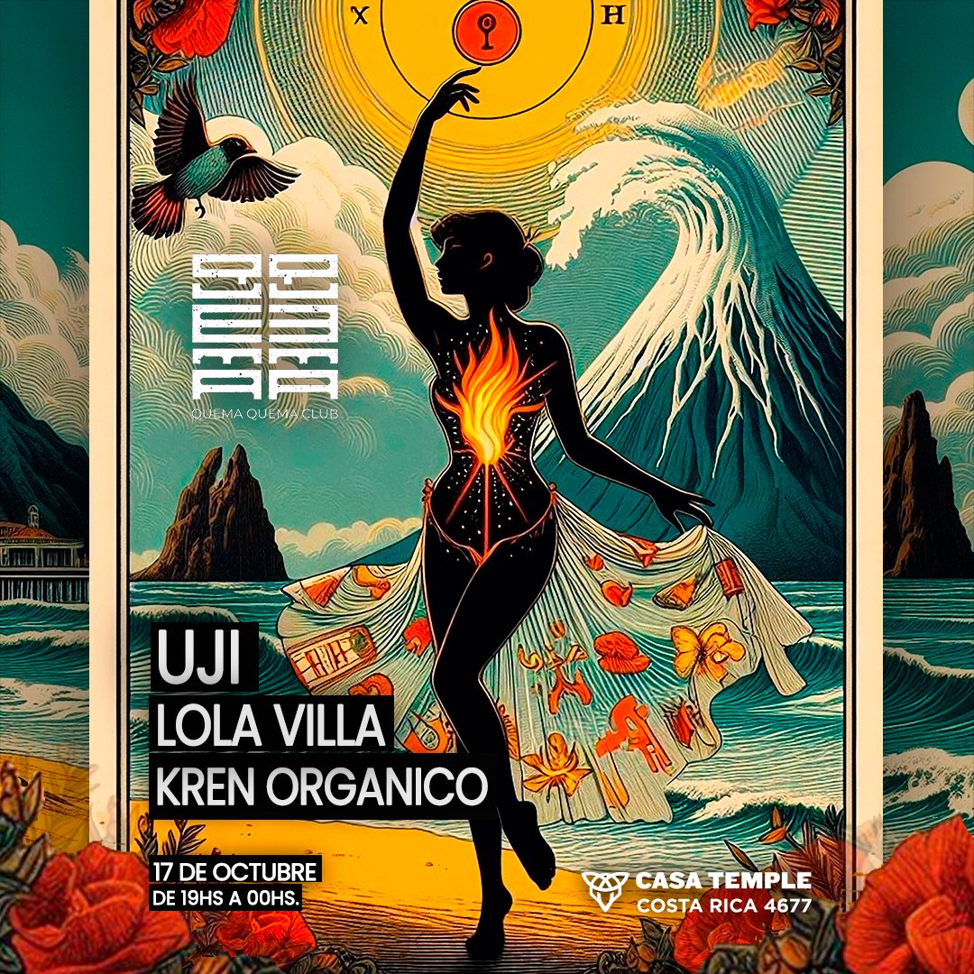 QUEMA QUEMA CLUB tiene nueva fecha de encuentro en Casa Temple!!
Aprovechamos la LUNA LLENA del mes con una invitación a RENACER y alinearnos con el cambio de estación que se vincula con la purificación. 🔥🪩KREN ORGANICO - UJI - LOLA VILLA  🎫passline.com/eventos/quema-…