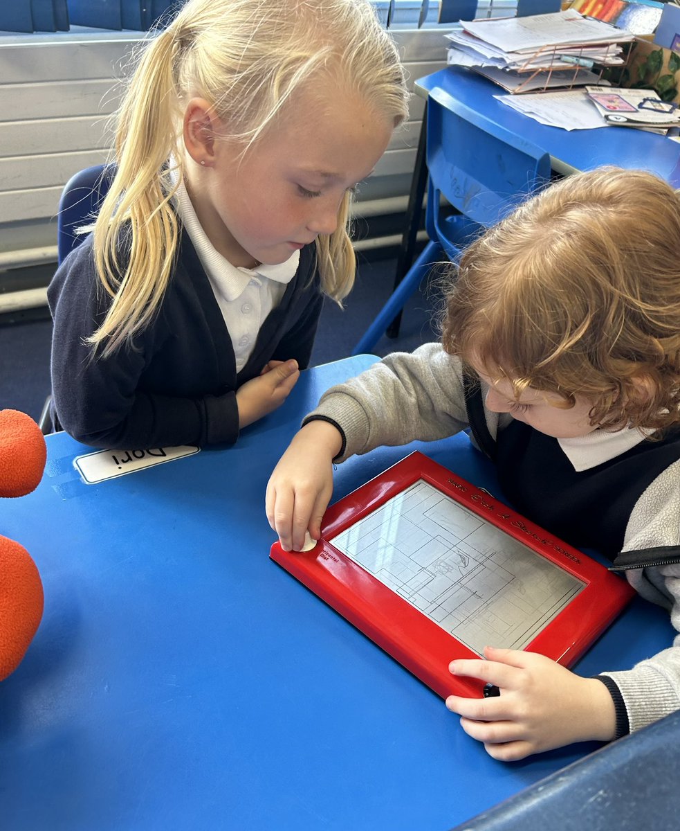 SquirrelsBCP's tweet photo. Today in squirrels we had a mystery box arrive in our classroom full of old toys! We loved looking and playing with them!🐿️🧸🪀🚂 https://t.co/lCFfIsAril