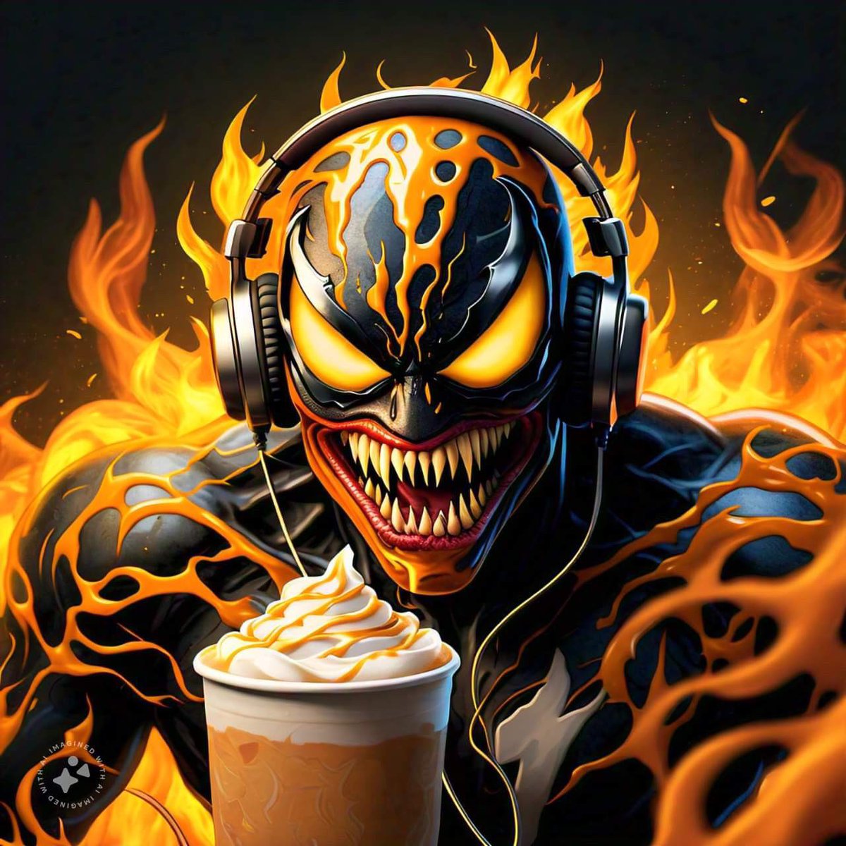 _ericplace's tweet photo. @johnttaylor Second annual ‘tell Meta AI to imagine Venom as a pumpkin spice latte’ season https://t.co/XgNnLgdexG