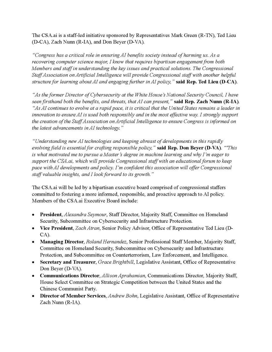 Congressional Staff Association on AI tweet media