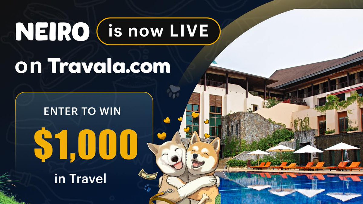 📢NEW INTEGRATION: $NEIRO is now LIVE on Travala!🎉

You can book over 3 million hotels &amp; flights globally with $NEIRO🌍✈️
Enter the giveaway:

1️⃣ Follow <a href="/NeiroOnEthereum/">Neiro On Ethereum</a> &amp; <a href="/travalacom/">Travala.com 🏨 ✈️</a>
2️⃣❤️&amp; 🔁 this post
3️⃣ Post your Neiro Travel Picture below👇

🏆1x $500, 2x $250
Ends Oct 10
