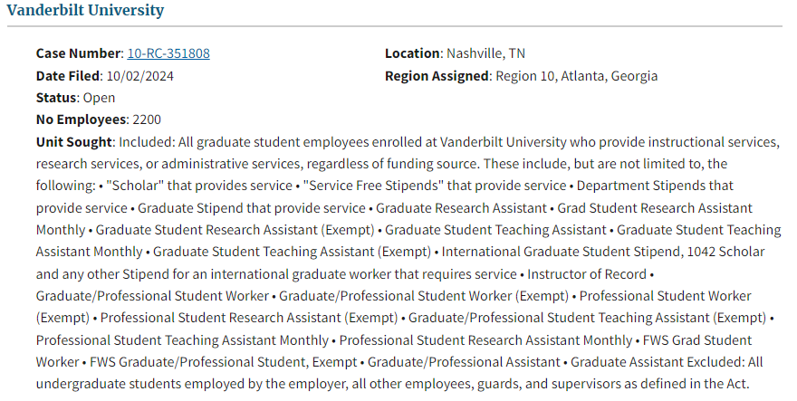 🚨BREAKING: 2,200 graduate student workers at VANDERBILT UNIVERSITY in Nashville are unionizing with <a href="/UAW/">UAW</a> <a href="/VandyGradUnion/">Vanderbilt Graduate Workers United (VGWU)</a>.