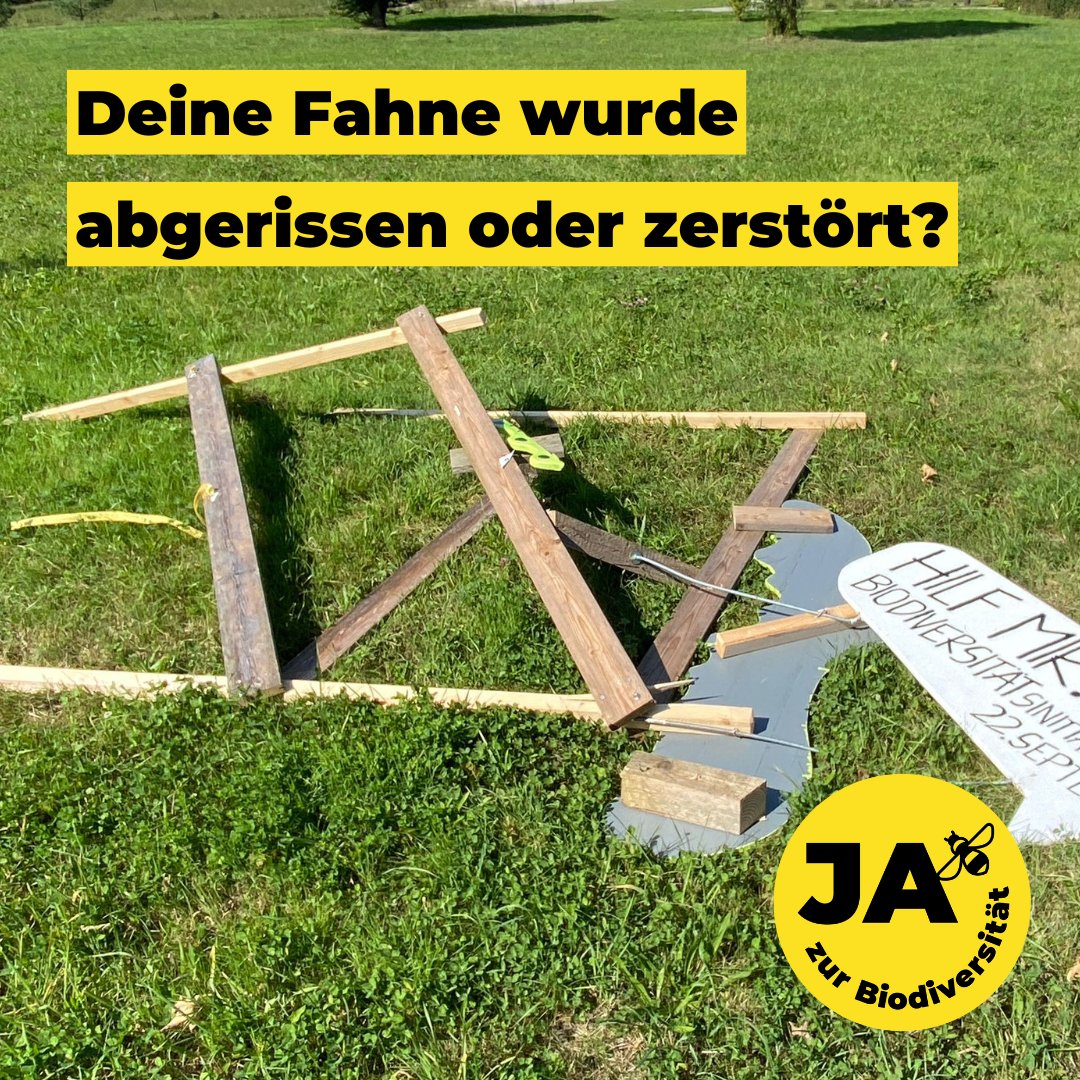 biodivInit's tweet photo. Die #Biodiversitätskrise bleibt eine dringende Herausforderung. Deshalb: Setze ein Zeichen und lasse deine Fahne hängen! Hast du noch keine oder ist sie beschädigt? Schreib uns an: Info@biodiversitaetsinitiative.ch #UnsereLebensgrundlagen #Biodiversitätsinitiative https://t.co/yep47KsO3k