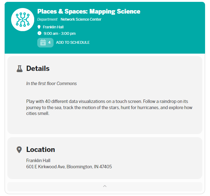 cnscenter's tweet photo. Exciting Event Alert! Join us at IU's Science Fest, as we explore the wonders of science through the "Places & Spaces: Mapping Science" exhibit! Saturday, October 5, 2024 from 9 AM - 3 PM Indiana University, Bloomington https://t.co/j9BsWuwR2S
#2024ScienceFest #MappingScience https://t.co/pL3Q7T9Htx