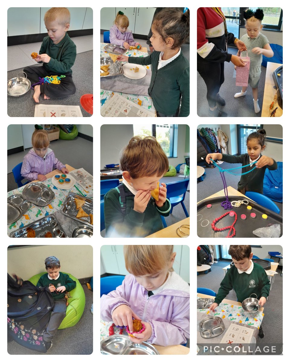 MissCauser's tweet image. Yew class have ended their Diwali topic with a party! We explored samosas and onion bhaji, gave gifts, wore jewellery and made our own patterns. #excellence #curiousity @elmtreeacademy