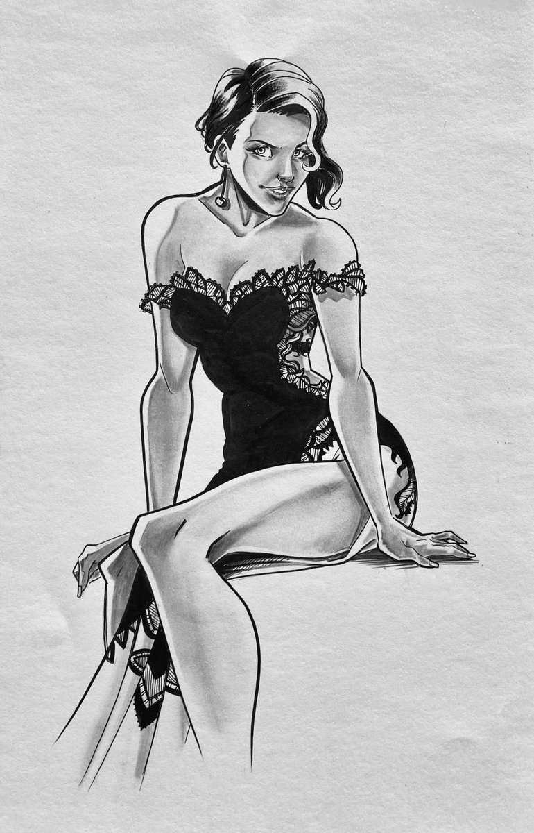frandelgado's tweet photo. 🖤 My ink &amp; charcoal illustration of Selina Kyle in her wedding dress is up for auction on Nerd Crawler! 💍✨ Check it out &amp; place your bids: [https://t.co/CBLwjTonm7]

#SelinaKyle #Catwoman #Auction #ComicArt #NerdCrawler #BatmanFans https://t.co/2vXmyhBjE7