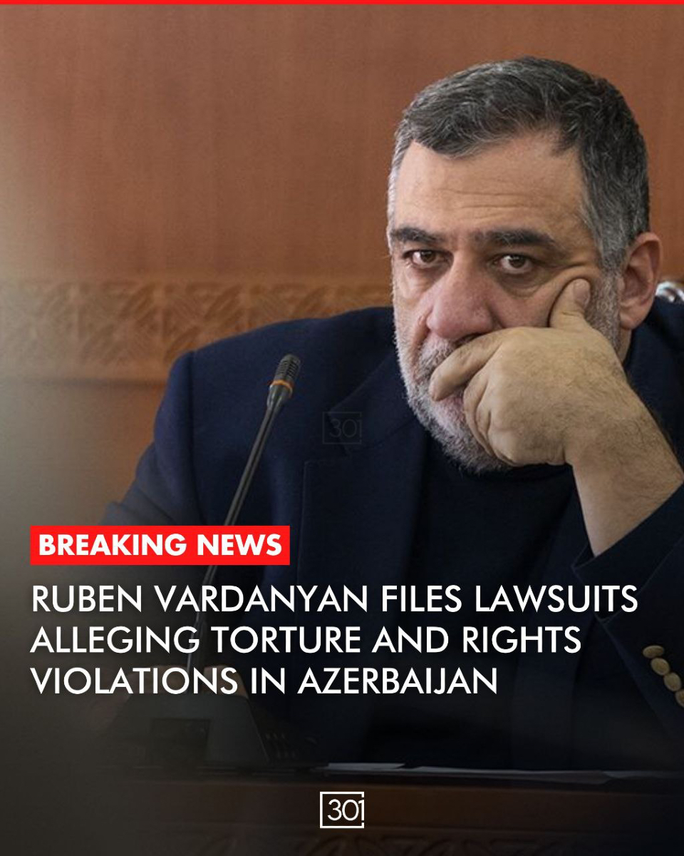 301arm's tweet photo. BREAKING: Ruben Vardanyan, a political prisoner detained in Azerbaijan for over a year, has filed four legal actions through his legal team, alleging multiple human rights violations. The lawsuits, which come just ahead of the UN’s COP29 summit in Baku, include claims of defamation by the Azerbaijani state-run newspaper Baku Worker, torture during a hunger strike, and violations of his right to a speedy trial.

The defamation lawsuit accuses the newspaper of publishing false statements that damage Vardanyan’s reputation. Another case highlights the degrading treatment Vardanyan faced during his hunger strike in April 2024, where he was reportedly placed in a punishment cell, denied basic necessities, and subjected to sleep deprivation. A third action details the violation of his right to a speedy trial, as he has been held in pre-trial detention for over a year without a court date. The fourth lawsuit accuses the Azerbaijani authorities of blocking Vardanyan from filing a civil defamation claim by withholding the necessary legal documentation.

These legal actions add to growing concerns over Azerbaijan’s human rights record, particularly as the country prepares to host the COP29 summit. International human rights organizations have raised alarms about Azerbaijan’s treatment of political prisoners and its ongoing crackdown on civil society. Former Artsakh State Minister Ruben Vardanyan was arrested in September 2023 alongside other Armenian leaders following Azerbaijan’s military actions in Artsakh, with human rights groups labeling these actions as ethnic cleansing.