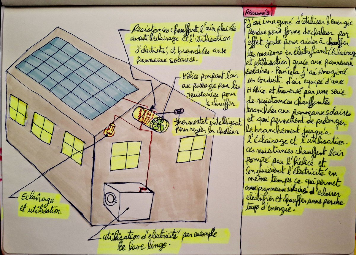 AliFalloul's tweet image. J'ai imaginé d'utiliser l'énergie perdue par effet joule des panneaux solaires de maison pour faire deux choses: 1_ électrifier grâce à l'électricité des panneaux.2_ chauffage grâce à des résistances intermédiaires chauffant l'air pompé, par effet joule. Par Moulay Ali Falloul