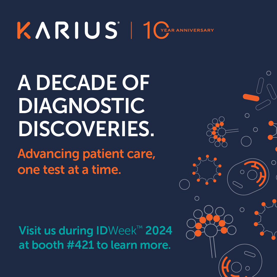 KariusInc's tweet image. We look forward to celebrating a decade of diagnostic discoveries during IDWeek 2024. Stop by Booth #421 to learn more!

#IDWeek2024 #kariustest