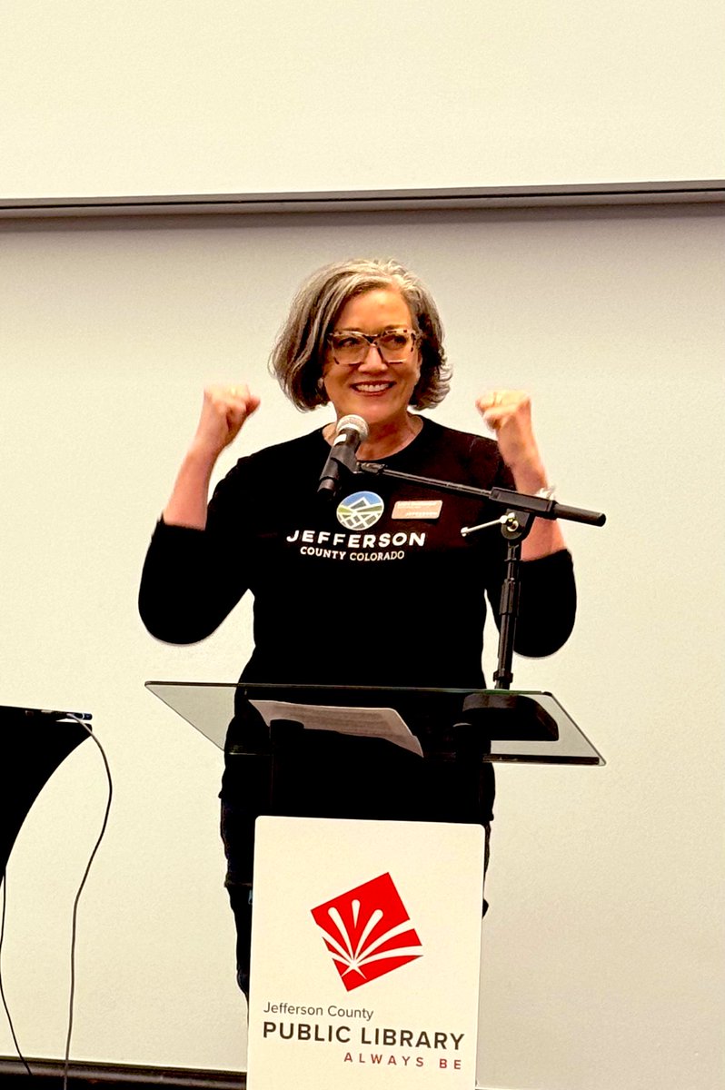 LDahlkemper's tweet photo. Nothing better than starting the day visiting with a packed room of @cojeffcolibrary librarians! @JeffcoColorado Commissioners are sharing our love of reading and public libraries. Thank you for ensuring our libraries are for  everyone in our community!#JCPLove 💜
#FReadom https://t.co/ebaKVbhdYR