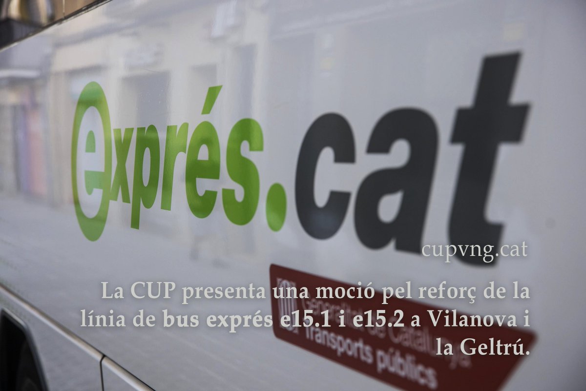 ⚠️Aquest ple la <a href="/CUP_VNG/">CUP Vilanova i la Geltrú</a> presentem una moció pel reforç de la línia de bus exprés e15.1 i e15.2 a Vilanova i la Geltrú.  

🚆Agafar l'<a href="/rod2cat/">R2 Rodalies 🤖</a> és com jugar a la ruleta, però l'e15 tampoc ens garanteix arribar als nostres llocs de feina o estudi. 

+ info: cupvng.cat/la-cup-present…
