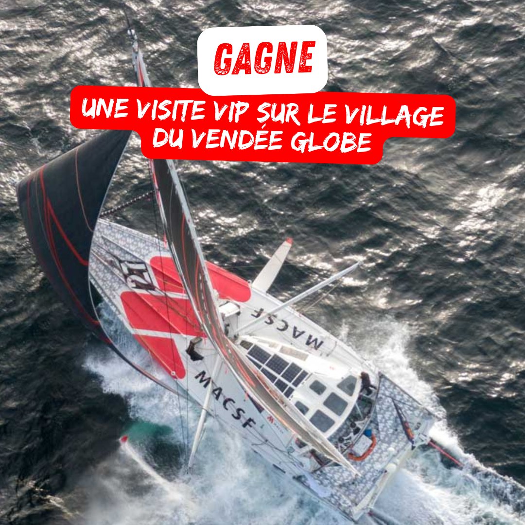 [#CONCOURS] Gagnez une journée pour 2 sur le village du <a href="/VendeeGlobe/">Vendée Globe</a> avec accueil VIP et visite de l'IMOCA MACSF !
👉Pour participer, likez et RT en précisant la date de votre visite entre le 20/10 et le 3/11 et le nom de votre +1.
🍀Jouez jusqu'au 7/10. Bonne chance !