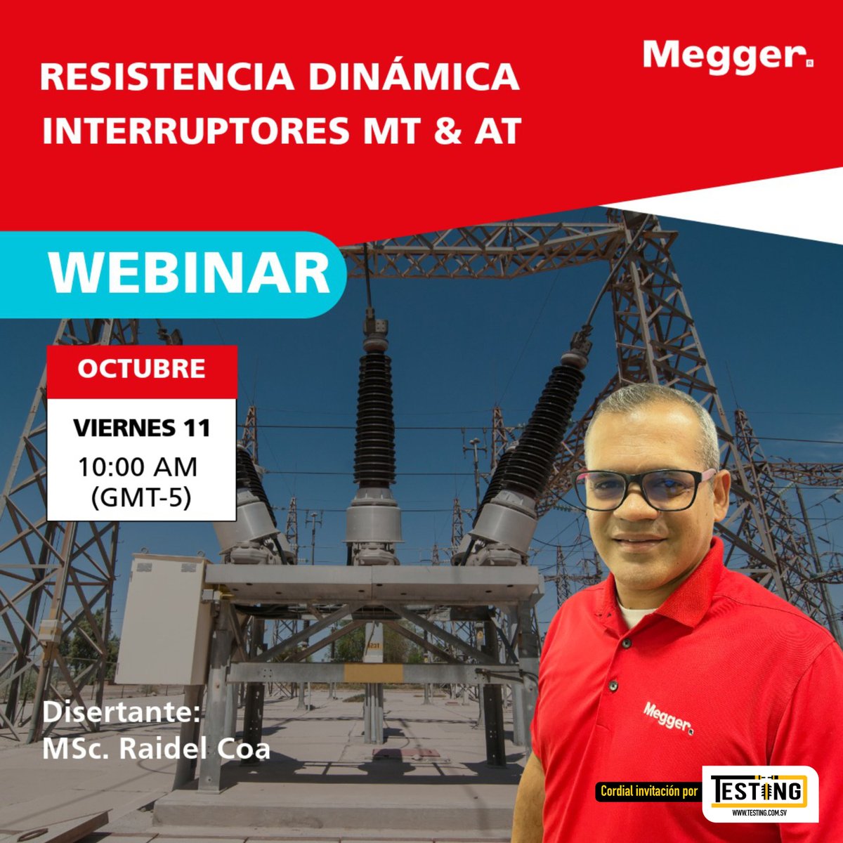 testingsv's tweet image. webinar SIN COSTO🤩
💻"Resistencia Dinámica - Interruptores de MT &amp;amp; AT"
Inscríbase en el LINK l.testing.com.sv/Q0KM
#meggerlatam #webinar #interruptores #resistenciadinámica #mediatensión #altatensión #pruebas #soluciones #ingenieríaeléctrica #educación