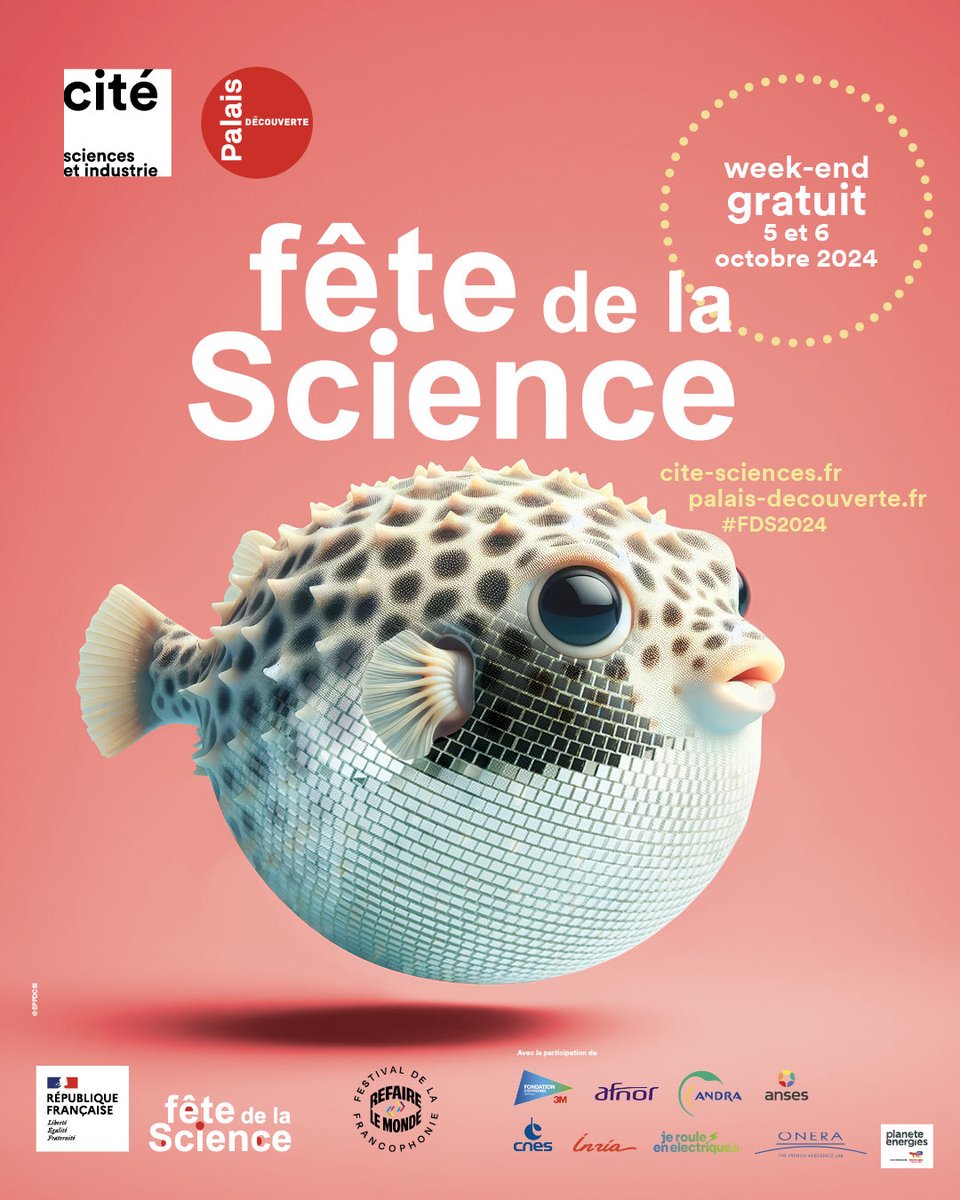 BrunoMaquart's tweet photo. Fête de la science : plus de 70 activités gratuites, aux Etincelles du ⁦@palaisdecouvert⁩ et à la ⁦@citedessciences⁩. Pour voyager des fonds marins à l’espace en passant par le monde des insectes, pour vous transformer en chimistes ou en dresseur de robots ! #FDS2024 https://t.co/XkGI2Qfhl6