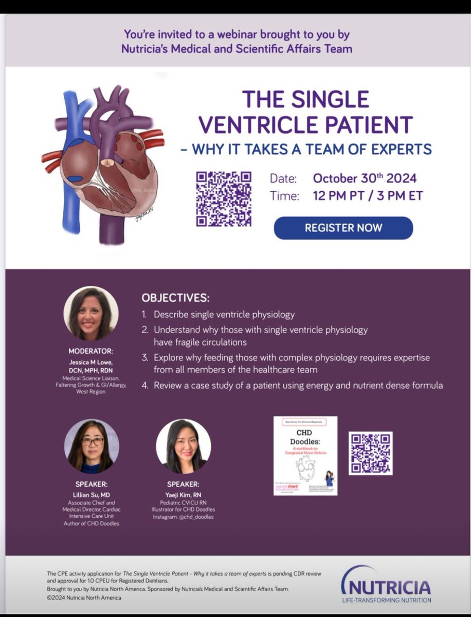 📣📣📣📣Free Webinar w <a href="/chddoodles/">Chddoodles</a> creators!We use pictures to make congenital heart disease understandable for every member of icu team- nurses, RT’s, social workers, nutritionists, interpreters, OT, PT. Link to register: nlc.pub/CHDoodles Thx <a href="/NutriciaEvents/">Nutricia @ Congresses</a> !