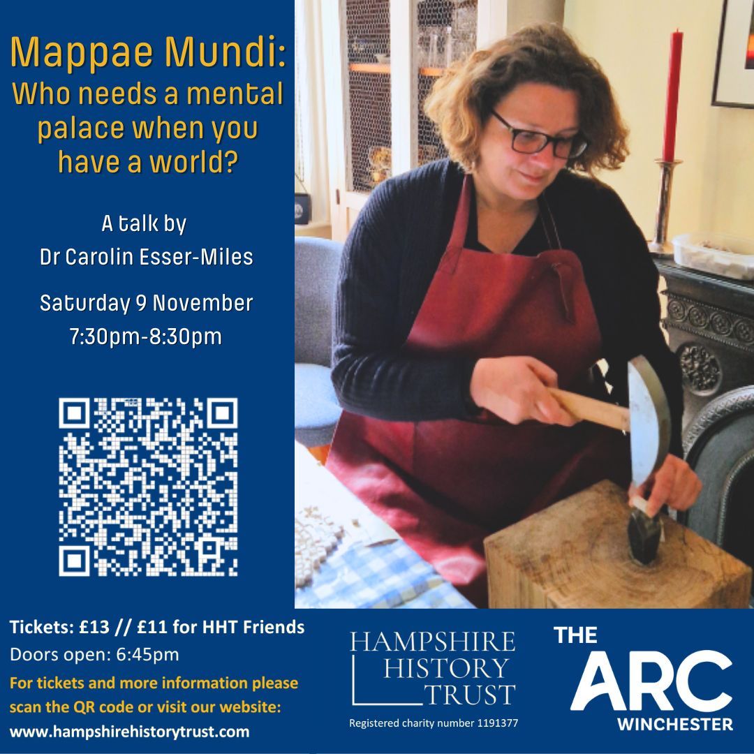 Join Dr Esser-Miles here at The Arc, Winchester for a talk about the fascinating history behind the Mappae Mundi. 

Event: Saturday 9 November 2024 at 19:30
Tickets: From £11, Available via Hampshire History Trust: buff.ly/3zKI5IA