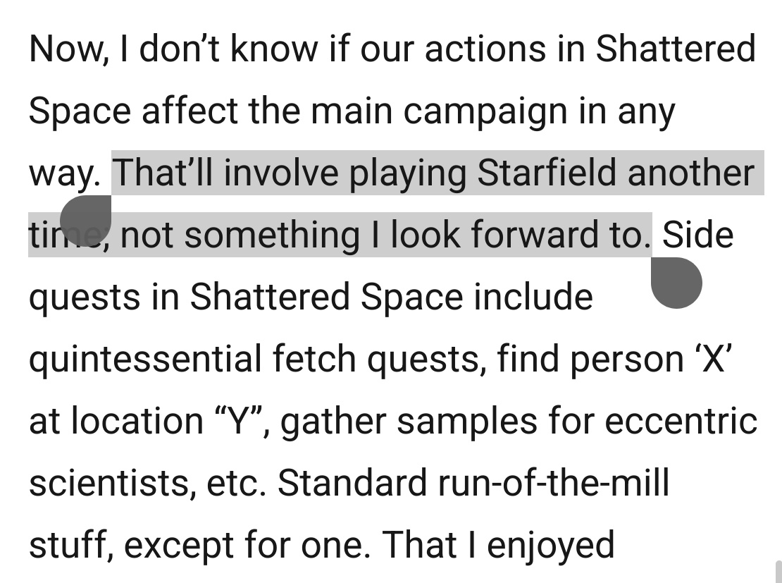 RishiAlwani's tweet photo. This is a good review. More please. These lines made me laugh. And I am an average Starfield enjoyer. #ToddBless https://t.co/l1zY1vmZuQ
