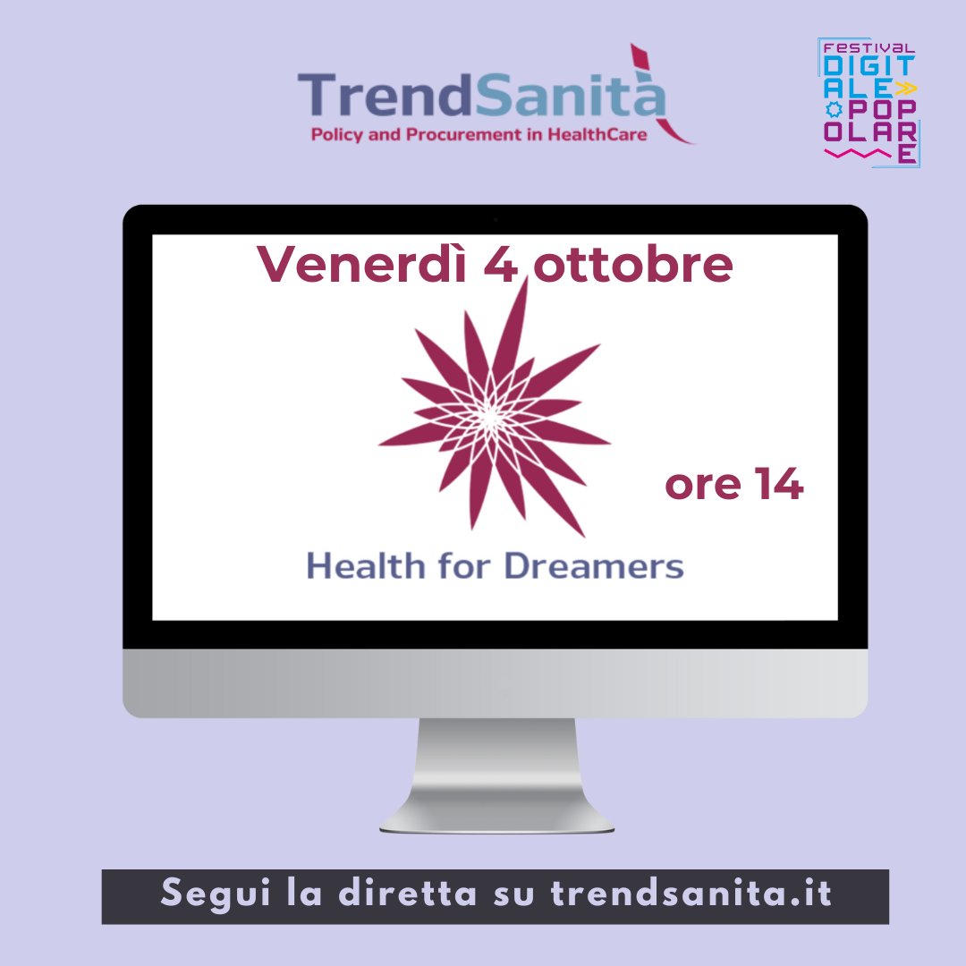 TrendSanita's tweet image. 📌 Domani alle 14.00 saremo in piazza San Carlo a Torino con 𝗛𝗲𝗮𝗹𝘁𝗵 𝗳𝗼𝗿 𝗗𝗿𝗲𝗮𝗺𝗲𝗿𝘀, l’anteprima del 𝗙𝗲𝘀𝘁𝗶𝘃𝗮𝗹 𝗱𝗲𝗹 𝗗𝗶𝗴𝗶𝘁𝗮𝗹𝗲 𝗣𝗼𝗽𝗼𝗹𝗮𝗿𝗲. 
🎥 Per chi non sarà in piazza la diretta sarà su trendsanita.it

#FestivalDigitalePopolare #H4D