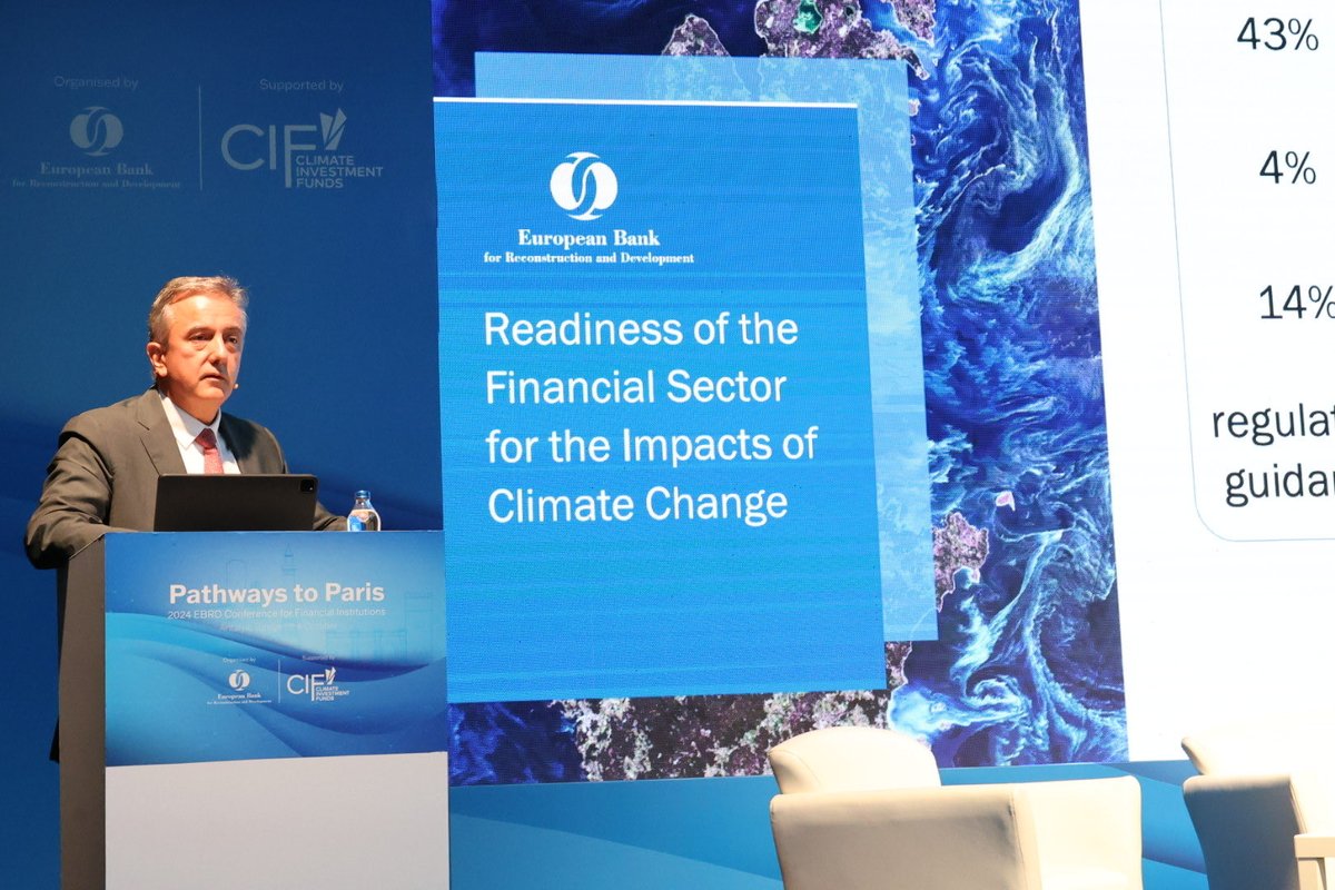 Very pleased to give the opening speech at the ⁦<a href="/EBRDgreen/">EBRD Green</a>⁩ ⁦<a href="/EBRD/">The EBRD</a>⁩ “pathways to Paris” conference of financial institutions clients in Antalya this morning! I emphasised the importance of supporting the greening of the clients of our partner banks. ⁦
