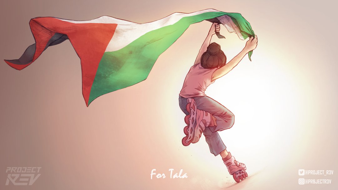 Project_R3V's tweet photo. “Why don’t we live like all the other children in the world? I wish we could live a peaceful life. We don’t want wars, Mum. I’ve had enough of wars.” - Tala Abu Ajwa 

#CeasefireNow #ArtForPalestine #FreePalestine https://t.co/iiRYPxbCZH