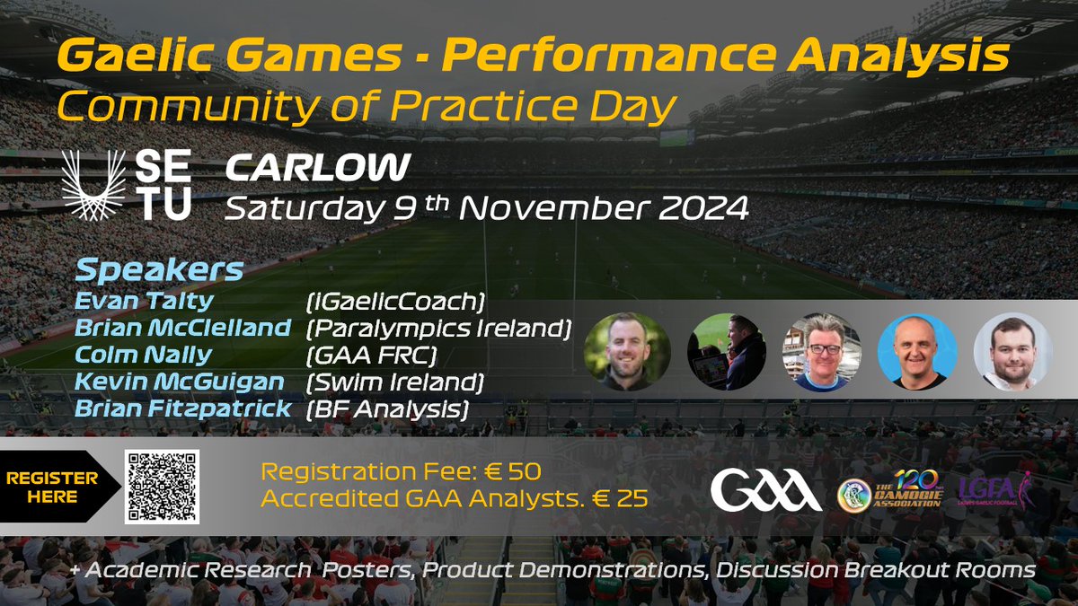 The annual GAA Performance Analysis Community  of Practice Day tickets are now available, through the link below.... always a very worthwhile day of learning and sharing.  universe.com/GaelicGamesPAE…
