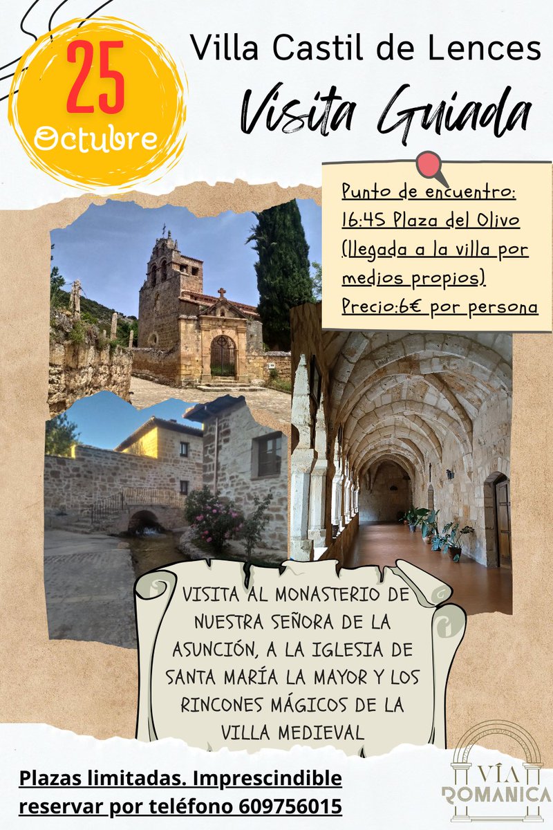 Empezamos este otoño con una nueva novedad Visita Guiadas a localidades con románico. El primer lugar es la villa de Castil de Lences. Su monasterio de monjas clarisas os dejará sin palabras , además de la pila románica cuadrada de su parroquial. Imprescindible Reservar.
Animaos