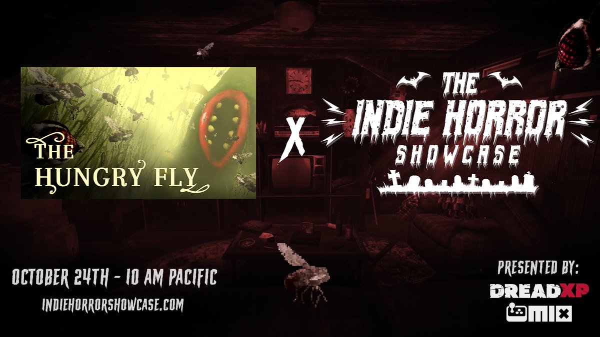 We’ll share exciting The Hungry Fly content on October 24th! 🪰

We’re super excited to announce we will be part of The Indie Horror Showcase 2024 presented by @dreadxpgames !