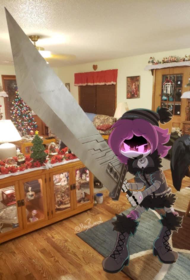 Railgunfanatic's tweet image. “Check out my sick as hell sword!” 

Artist: megbanned