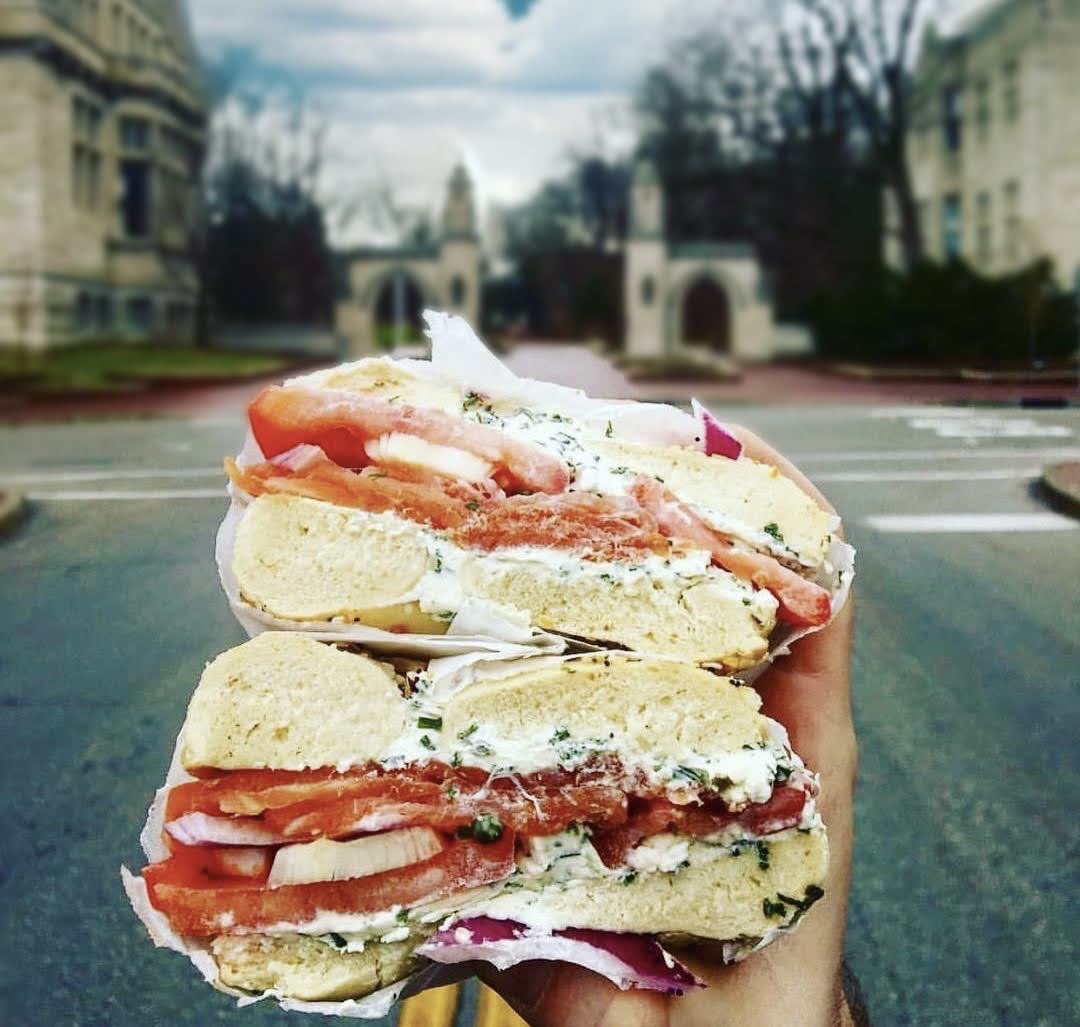 Lotsa Lox, lotsa love! 🥯💖 Nova lox, fresh tomato, purple onion, capers, and a pickle spear on your fave bagel &amp; schmear! 

…

#bloomingtonbagelcompany #bagels #dailybagels #smallbusiness #food #bloomington #lox #novalox