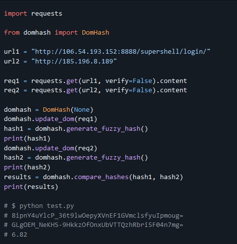 Introducing DOMHash. 

DOMHash is a completely self sustainable fuzzy hashing algorithm to compare DOM content from websites. 

It provides a similarity score in order to determine how similar two sites are to one another and is completely FREE and opensource.

Thread👇