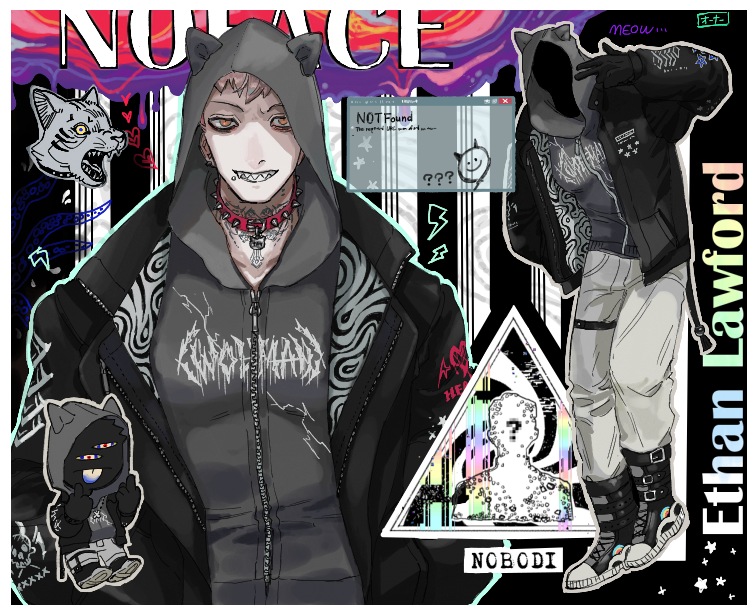 noface君です！何にでもなりすませる人外キャラ搔きました🐈‍⬛