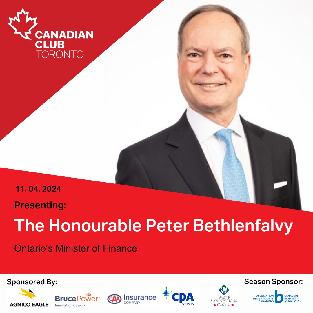 Join us on Nov 4 to hear from Ontario’s Finance Minister, Hon. Peter Bethlenfalvy. This is a unique opportunity to hear firsthand insights from the Minister as he outlines the province’s fiscal strategies &amp; priorities ahead of the Fall Economic Statement. shorturl.at/HbxJJ