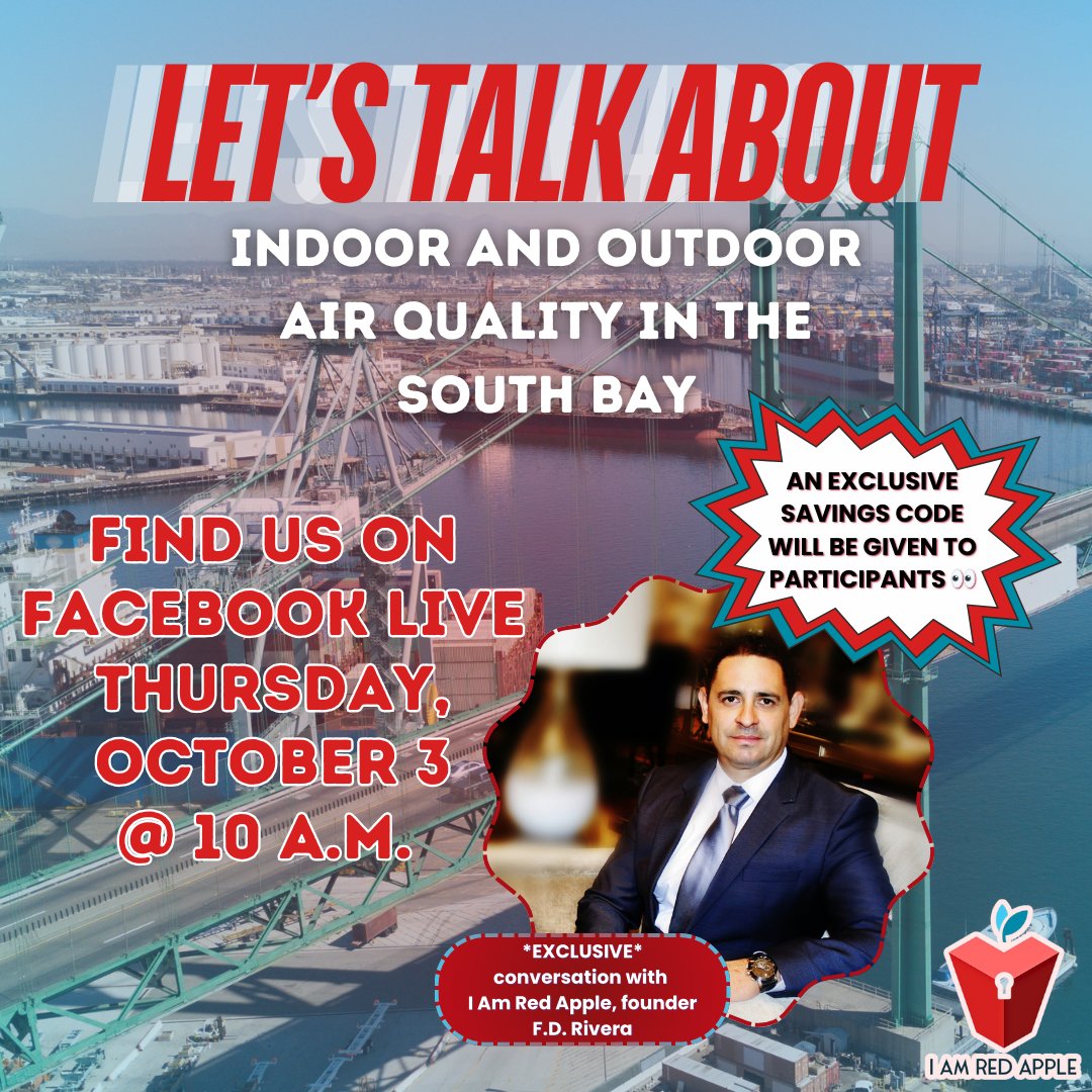 Want to know more about the air you breathe? 😷💨

Don’t miss our live Q&amp;A with our founder, F.D. Rivera.

Join us on Facebook in less than ONE HOUR at 10 A.M. 🕙🚨

#IAQ #AirQuality #Workplace #IAmRedApple  #IndoorAirSafety #IAQ #IndoorAir #AirQuality #HR #management #breathe