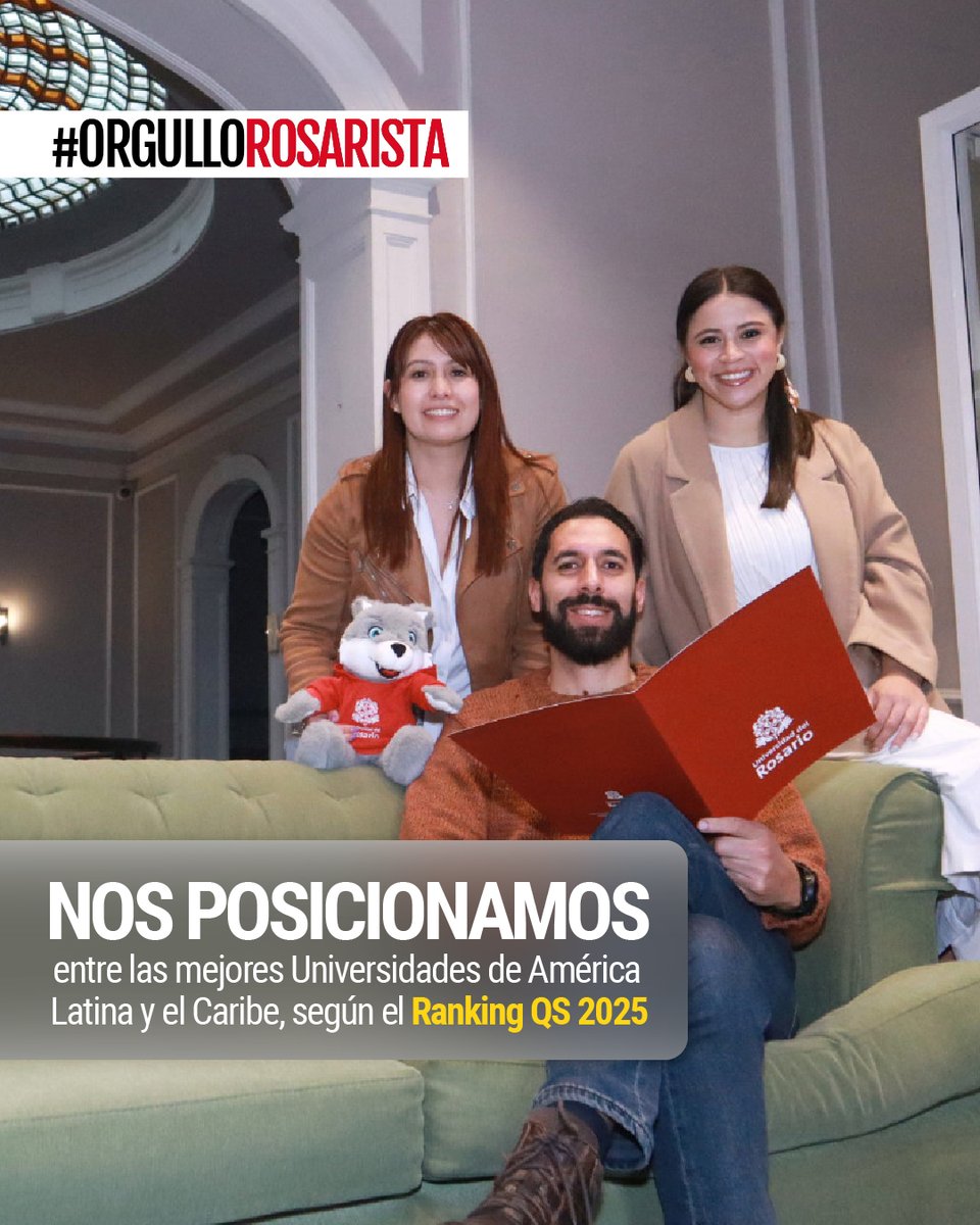 ¡Con gran #OrgulloRosarista les contamos que somos la tercera mejor universidad privada de Colombia según la última versión del ranking QS Latin America &amp; Caribbean! 🎓🌎
Este reconocimiento refleja la excelencia de nuestro enfoque pedagógico de aprender a aprender como apuesta