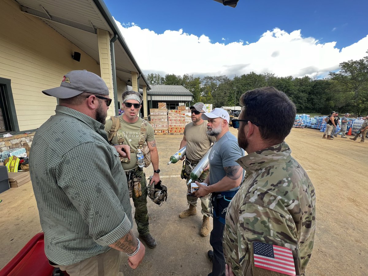 Swannanoa, North Carolina with <a href="/CoryMillsFL/">Cory Mills</a>: There’s essentially a FOB that is being run by veterans and locals who are coordinating supply deliveries and search teams via civilian helicopters and UTVs/ATVs.

When I asked about the feds response, one guy said: What response?