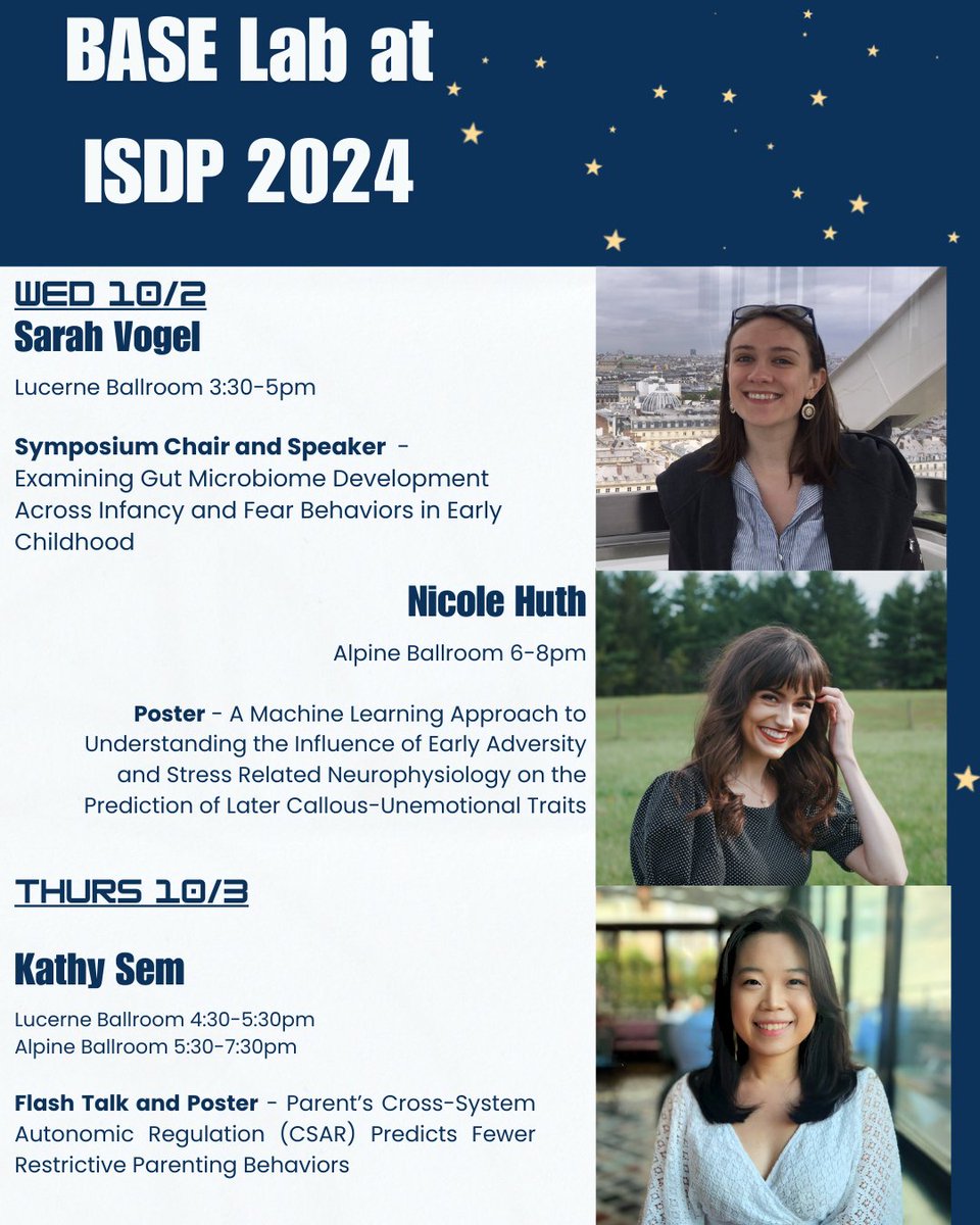 I'll be sharing some exciting research at #ISDP2024 on joint PNS and SNS activity and parenting behaviors! Come see my flash talk later today at 4:30 or poster (P2-43) at 5:30!
