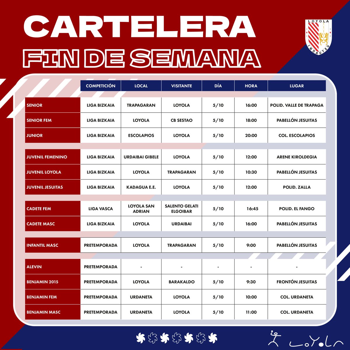 🗓️ #CARTELERAFINDESEMANA

Aquí os dejamos la cartelera de este fin de semana. Mucha suerte a todos los equipos en sus partidos.

¡A darlo todo y a disfrutar! 💪🏻💪🏻🤾 ♥️💙