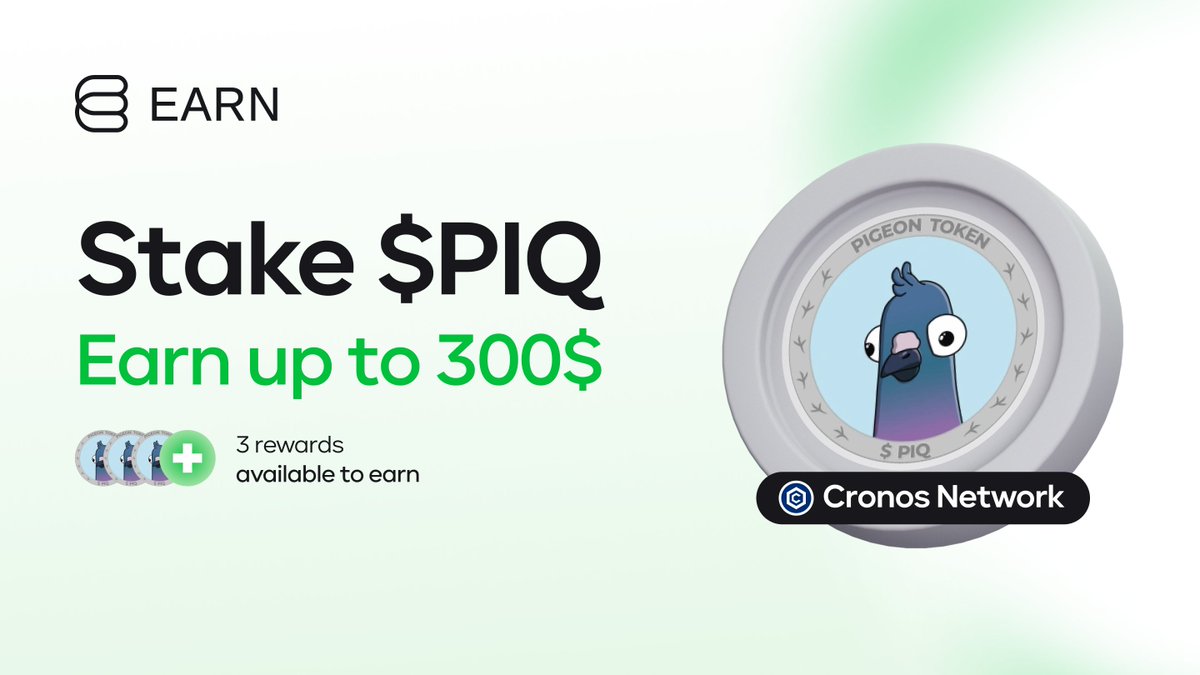 Earn Network (@itsearnnetwork) on Twitter photo New earning opportunity for #crofam
The staking pool for $PIQ (<a href="/PigeonQuest/">Pigeon Quest | $PIQ | NFT</a>) is now available on the Earn Network. There are locked and flexible rewards available! ๐
Stake now and enjoy your gains! ๐ฐ New earning opportunity for #crofam
The staking pool for $PIQ (<a href="/PigeonQuest/">Pigeon Quest | $PIQ | NFT</a>) is now available on the Earn Network. There are locked and flexible rewards available! ๐
Stake now and enjoy your gains! ๐ฐ