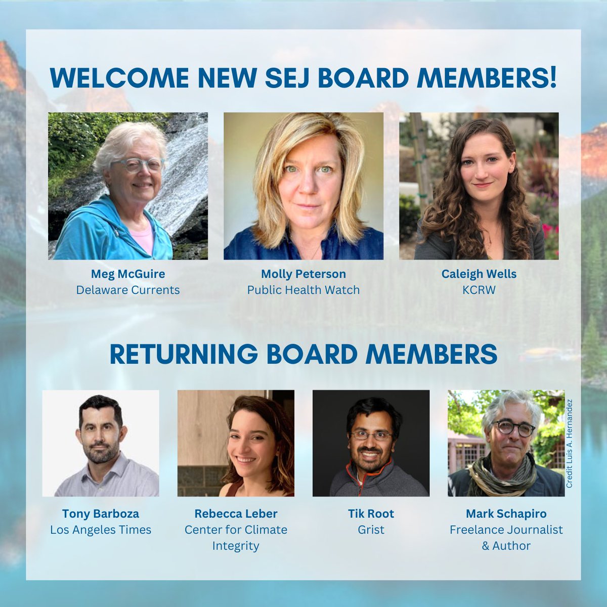 Society of Environmental Journalists (SEJ) (@sejorg) on Twitter photo Please join us in welcoming SEJ's new and returning board members <a href="/MegMcGuire/">Meg McGuire</a> <a href="/Mollydacious/">Molly Peterson</a> <a href="/cgrey307/">Caleigh Wells</a> <a href="/tonybarboza/">Tony Barboza</a> <a href="/rebleber/">Rebecca Leber is now at @rebleber.bsky.social</a> @tikroot <a href="/schapiro/">schapiro</a>, #SEJ2025 conference co-chairs <a href="/ktblust/">Kendal Blust</a> @debkrol @dsmith_tuscon, and our new Editorial Director of Conferences & Events, @lisa_palmer! Please join us in welcoming SEJ's new and returning board members <a href="/MegMcGuire/">Meg McGuire</a> <a href="/Mollydacious/">Molly Peterson</a> <a href="/cgrey307/">Caleigh Wells</a> <a href="/tonybarboza/">Tony Barboza</a> <a href="/rebleber/">Rebecca Leber is now at @rebleber.bsky.social</a> @tikroot <a href="/schapiro/">schapiro</a>, #SEJ2025 conference co-chairs <a href="/ktblust/">Kendal Blust</a> @debkrol @dsmith_tuscon, and our new Editorial Director of Conferences & Events, @lisa_palmer!