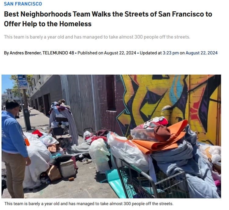 SF_DPH's tweet photo. See how our BEST Neighborhoods #StreetCare team is helping unhoused people with mental health & substance use conditions get into ongoing treatment and stable housing in this report from @Telemundo48’s @ANDRESBRENDERTV. #EndOverdoseSF https://t.co/za915FVJBi
Descubre cómo nuestro equipo #StreetCare de BEST Neighborhoods está ayudando a personas sin hogar con problemas de salud mental y abuso de sustancias a obtener tratamiento y vivienda estable. Mira el reportaje de @Telemundo48 con @ANDRESBRENDERTV. #EndOverdoseSF https://t.co/za915FVJBi