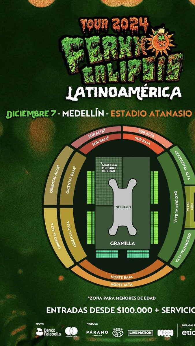 vendo 2 entradas para feid en medallo el 7 de diciembre, sur baja info 3054011029