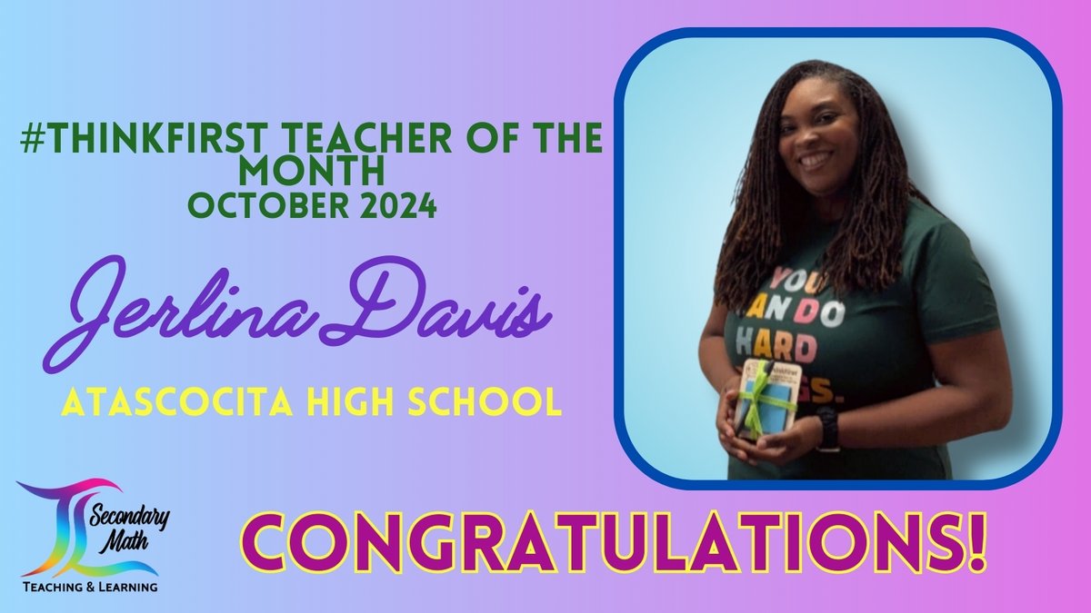 🎉 Congrats to Jerlina, our second #ThinkFirst Teacher of the Month! 🌟 She’s redefining the classroom by reducing note-taking and boosting deep thinking with open-ended questions. Her mix of instructional strategies keeps students engaged and focused on learning! 👏