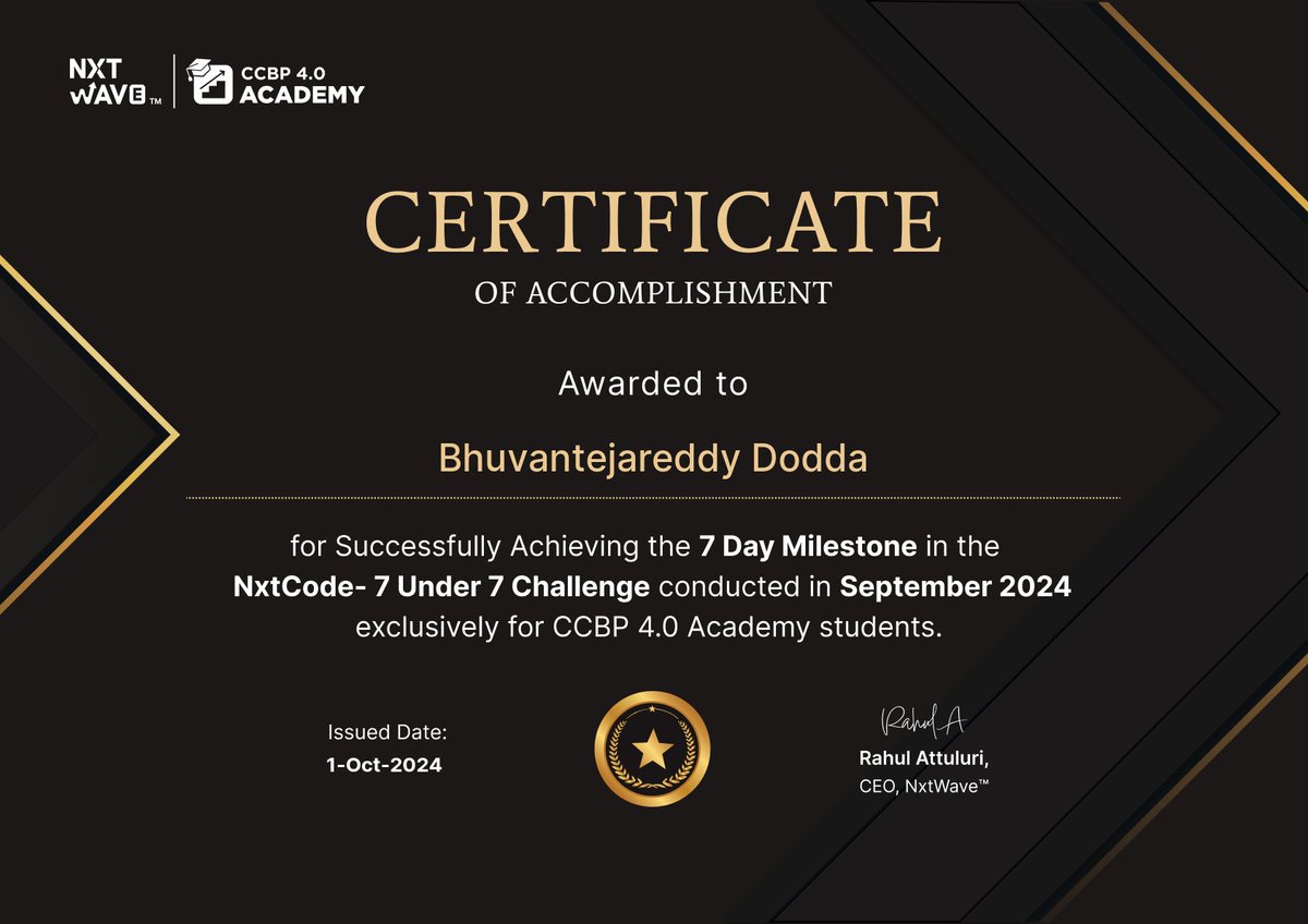 bhuvantejaredd's tweet photo. Hello #Everyone ...

Challenge Accepted and Completed! #7under7 Code Challenge

I recently embarked on a #coding challenge that pushed my skills to new heights, and I’m excited to announce its #successful completion! 💻🚀

#TechSkills
#Learning #Growth
#nxtwave #CCBP #consistency https://t.co/va9DgxCYcB